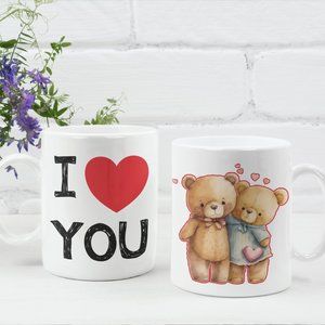 Gift Personalized Mug, W/ Free Gift Box, I love You Bears Mug, 11oz
